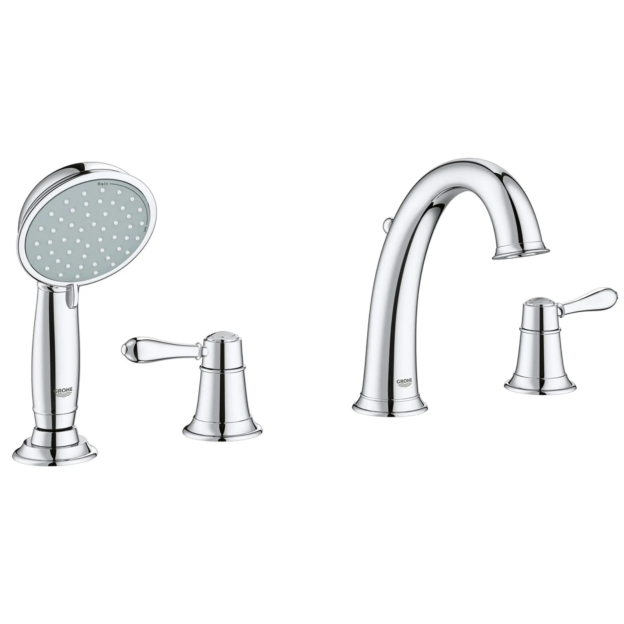 4-Hole 2-Handle Deck Mount Roman Tub Faucet with 7.6 L/min (2.0 gpm) Hand Shower